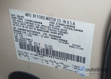 2002 Lincoln Ls V8 Auto z USA, uszkodzony, nr VIN 1LNHM87AX2Y695575